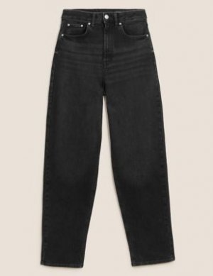 Зауженные джинсы свободного кроя с высокой талией, Marks&Spencer Marks & Spencer. Цвет: черный