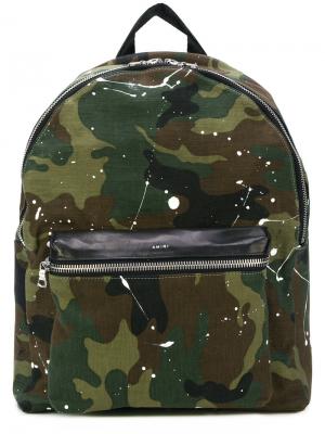 Рюкзак с камуфляжным принтом Amiri. Цвет: зеленый