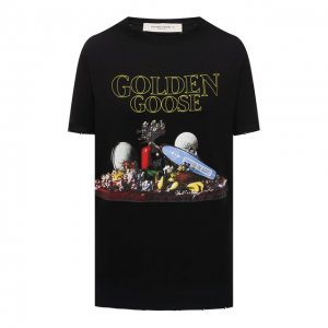 Хлопковая футболка Golden Goose Deluxe Brand. Цвет: чёрный
