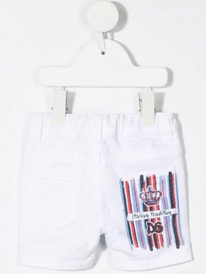 Джинсовые шорты с логотипом Dolce & Gabbana Kids. Цвет: белый