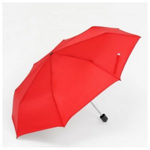 Зонт механический Однотонный, 3 сложения, 8 спиц, R = 48 см, цвет красный Queen fair