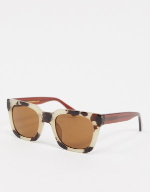 Кремовые солнцезащитные очки в квадратной оправе черепаховой расцветки -Neutral A.Kjaerbede