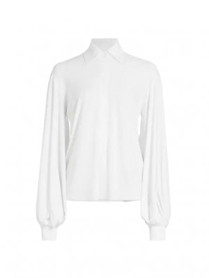 Рубашка с блузоном и рукавами, эластичная в четырех направлениях , белый Norma Kamali