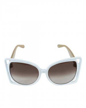 Скульптурные солнцезащитные очки Linda Farrow. Цвет: белый+коричневый