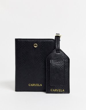 Черная обложка для паспорта -Черный Carvela