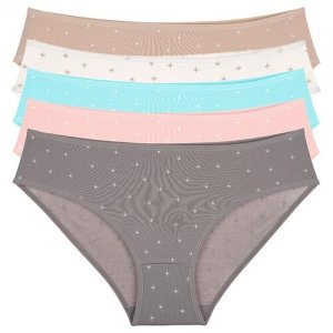 DN31114 DONELLA трусики жен. 5шт L_микс. Цвет: бежевый/белый/голубой/розовый/серый