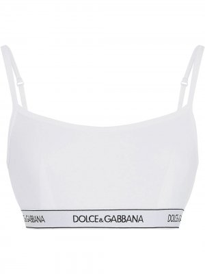 Укороченный топ с логотипом Dolce & Gabbana. Цвет: белый