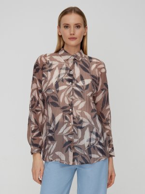 Блуза с флористическим принтом Elis. Цвет: бежево-коричневый