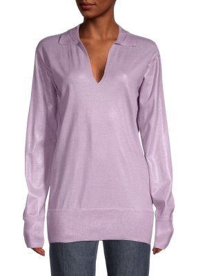 Шерстяной свитер в рубчик Lilac Bottega Veneta. Цвет: фиолетовый