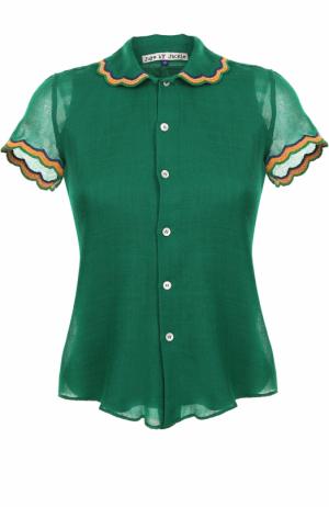 Шерстяная блуза с коротким рукавом Jupe by Jackie. Цвет: зеленый
