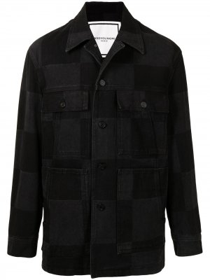 Джинсовая куртка-рубашка в клетку Wooyoungmi. Цвет: черный