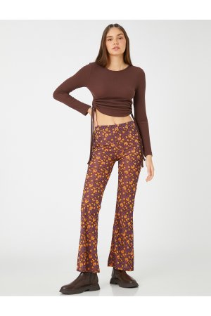 Расклешенные брюки с эластичной талией цветочным принтом, разноцветный Koton