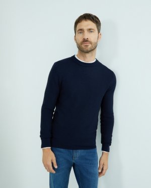 Мужской структурированный свитер с круглым вырезом , темно-синий Roberto Verino