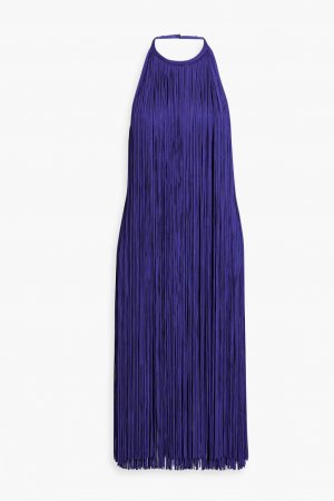 Платье с открытой спиной и бахромой на повязке воротником-халтер, фиолетовый Hervé Léger