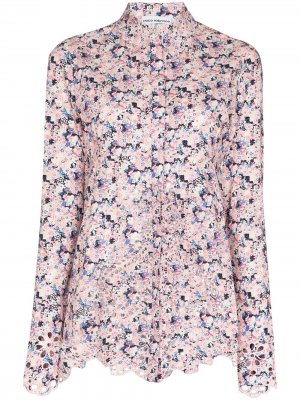 Рубашка с английской вышивкой Paco Rabanne. Цвет: розовый