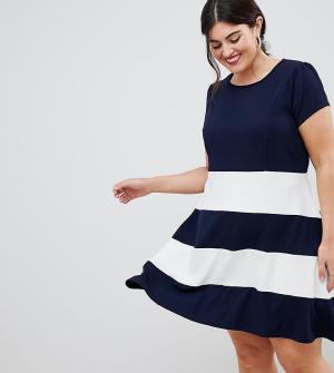 Короткое приталенное платье в полоску Praslin. Цвет: темно-синий