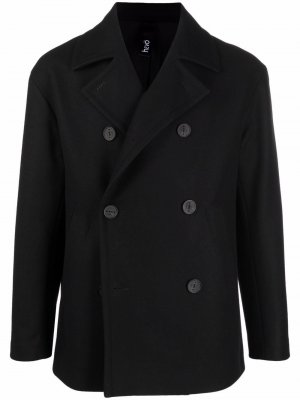 Короткое двубортное пальто Hevo. Цвет: черный