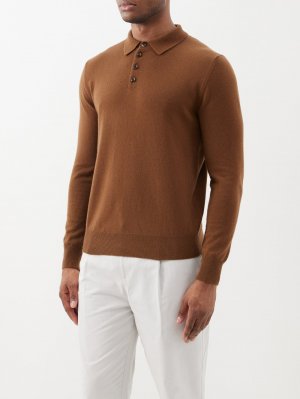 Кашемировый свитер-поло , коричневый Allude