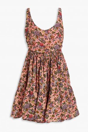 Платье мини из крепдешина со сборками и цветочным принтом BYTIMO, розовый byTiMo