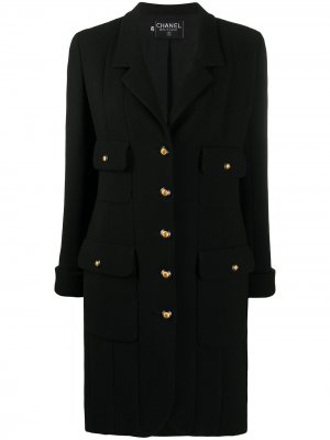 Однобортное пальто 1990-х годов Chanel Pre-Owned. Цвет: черный