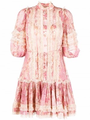 Платье мини с цветочным принтом ZIMMERMANN. Цвет: розовый