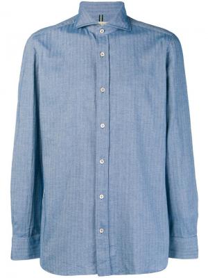 Рубашка в полоску Borrelli. Цвет: синий