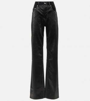 Прямые брюки с покрытием , черный Saint Laurent