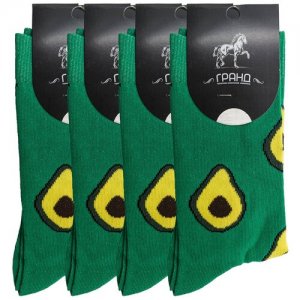 Набор мужских высоких носков с изображением авокадо, комплект 4 пары, цвет черный, размер 40-43 ГРАНД. Цвет: черный