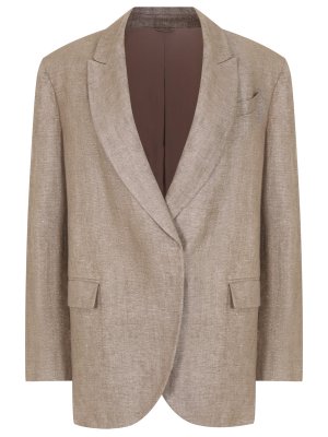 Пиджак льняной с люрексом BRUNELLO CUCINELLI. Цвет: бежевый