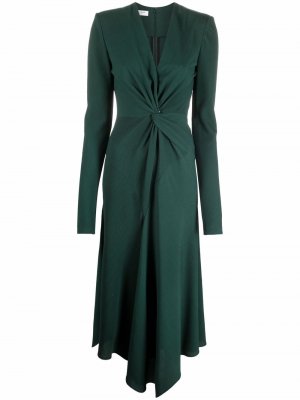 Платье с длинными рукавами и сборками Philosophy Di Lorenzo Serafini. Цвет: зеленый