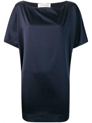 Атласная блузка Lamberto Losani. Цвет: синий