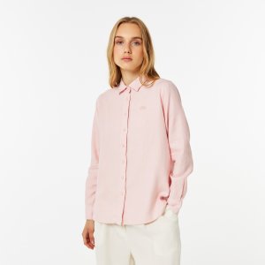 Блузы и рубашки Женская рубашка Lacoste. Цвет: розовый