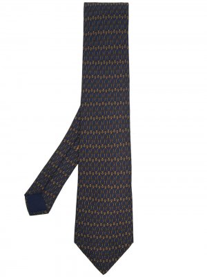 Жаккардовый галстук 2000-х годов Hermès. Цвет: синий