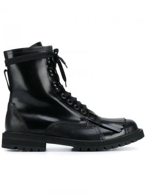 Армейские ботинки с бахромой Dries Van Noten. Цвет: чёрный