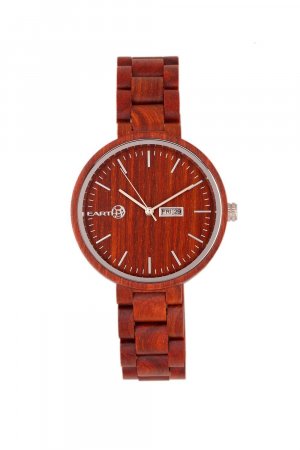 Часы-браслет Mimosa с указанием дня и даты , красный Earth Wood