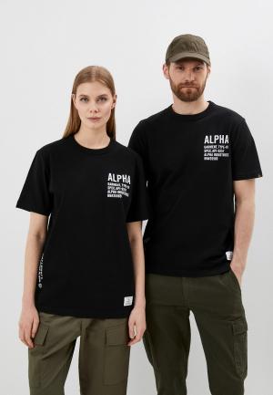 Футболка Alpha Industries. Цвет: черный