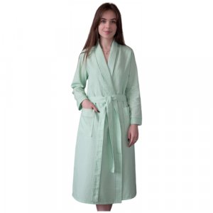 Халат удлиненный, длинный рукав, пояс, карманы, банный, размер 54, зеленый Lika Dress. Цвет: зеленый