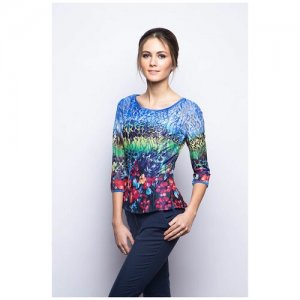 Гипюровая блузка с цветами (7186, синий, размер: 42) Marimay. Цвет: синий