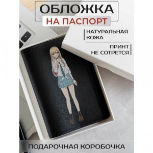 Обложка для паспорта на паспорт аниме, манга Эта фарфоровая кукла влюбилась OP02053, черный RUSSIAN HandMade. Цвет: черный