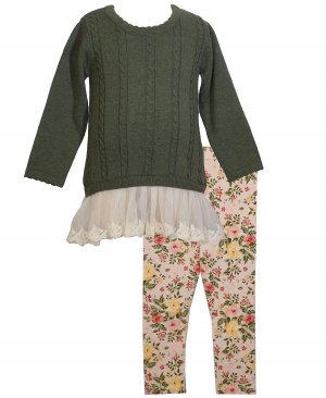 Платье-свитер для маленьких девочек и леггинсы с цветочным принтом, комплект из 2 предметов Bonnie Baby