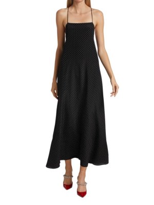 Платье-комбинация Sara в горошек , черный Halston