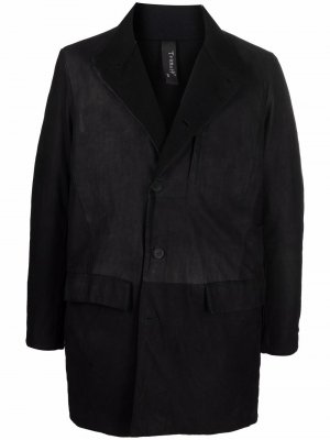 Однобортное пальто с контрастной вставкой Transit. Цвет: черный