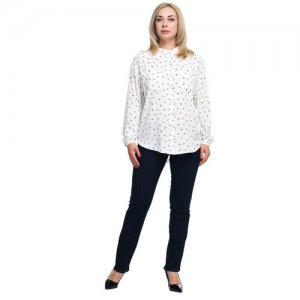 Блузка-рубашка женская офисная повседневная с длинными рукавами plus size (большие размеры) OLS. Цвет: экрю