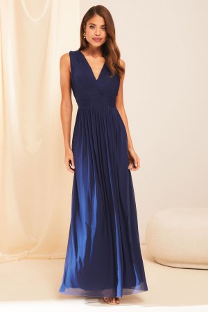 Платье-макси без рукавов под грудь из свадебной коллекции , синий Lipsy