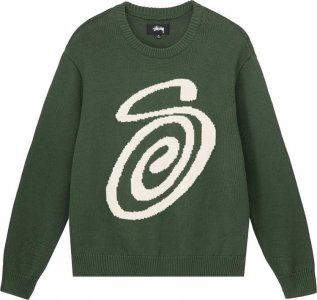 Свитер Curly S Sweater 'Green', зеленый Stussy