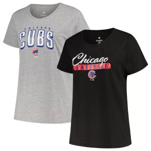 Женский комплект футболок большого размера «Чикаго Кабс» черного/серого цвета Хизер Unbranded