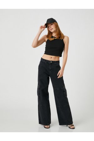 Джинсовые брюки-карго очень широкие - Bianca Jeans , черный Koton