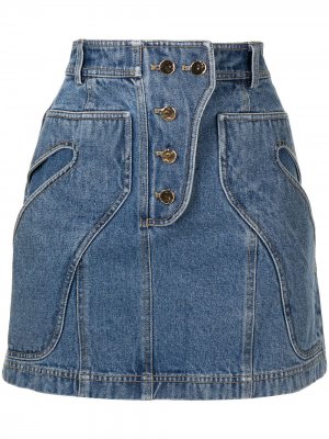 Джинсовая юбка с завышенной талией Acler. Цвет: синий