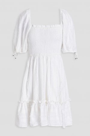 Платье мини Okimi Loulou со сборками из хлопка и льна TIGERLILY, белый Tigerlily