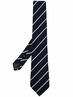 Шелковый галстук в полоску Canali. Цвет: синий